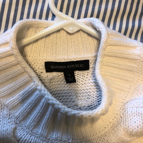 White BR Cropped High Neck Cable sweater - Picture 4 of 5